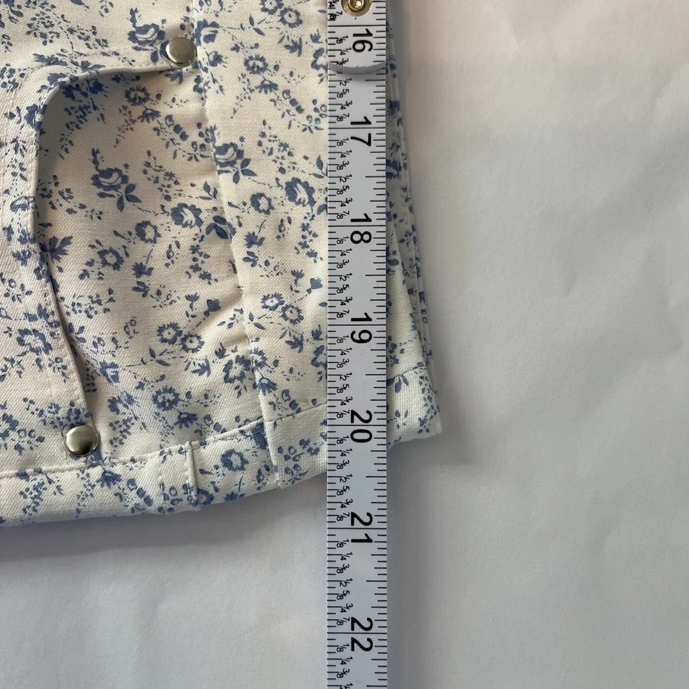 NWT Womens MARIO SERRANI Comfort Stretch Cuff White Blue Floral Capri Size XXL - Picture 6 of 8